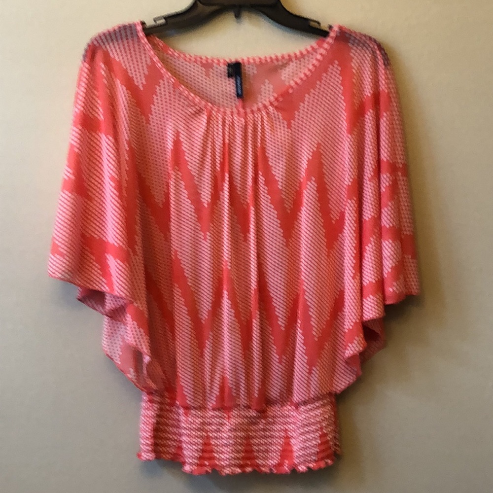 Maurice’s Coral Blouse Butterfly Sleeve Top Shirt size Small
